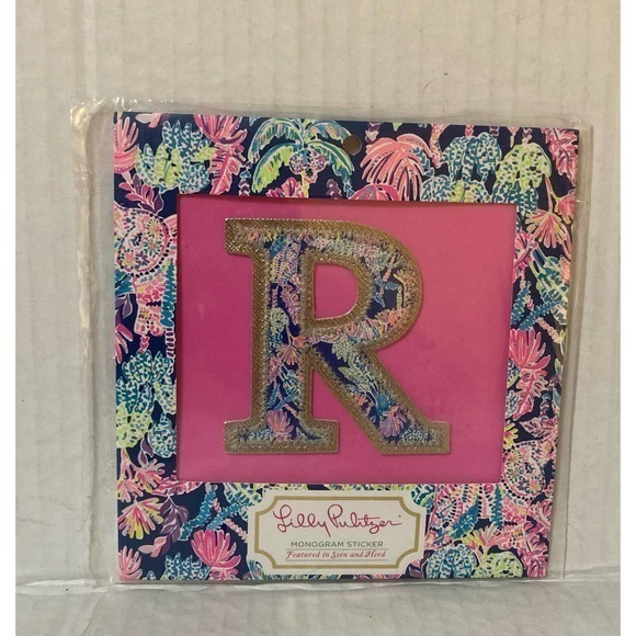 NEW Lilly Pulitzer Monogram Sticker Letter R pattern‎ Seen and Herd - Picture 1 of 3